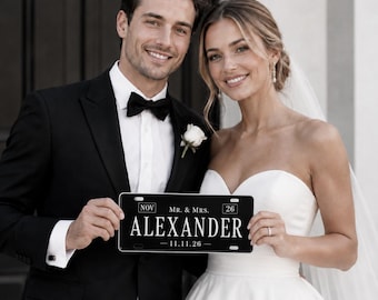 Mr. & Mrs. Alexander Vanity Plate | Personalized Wedding Date License Plate