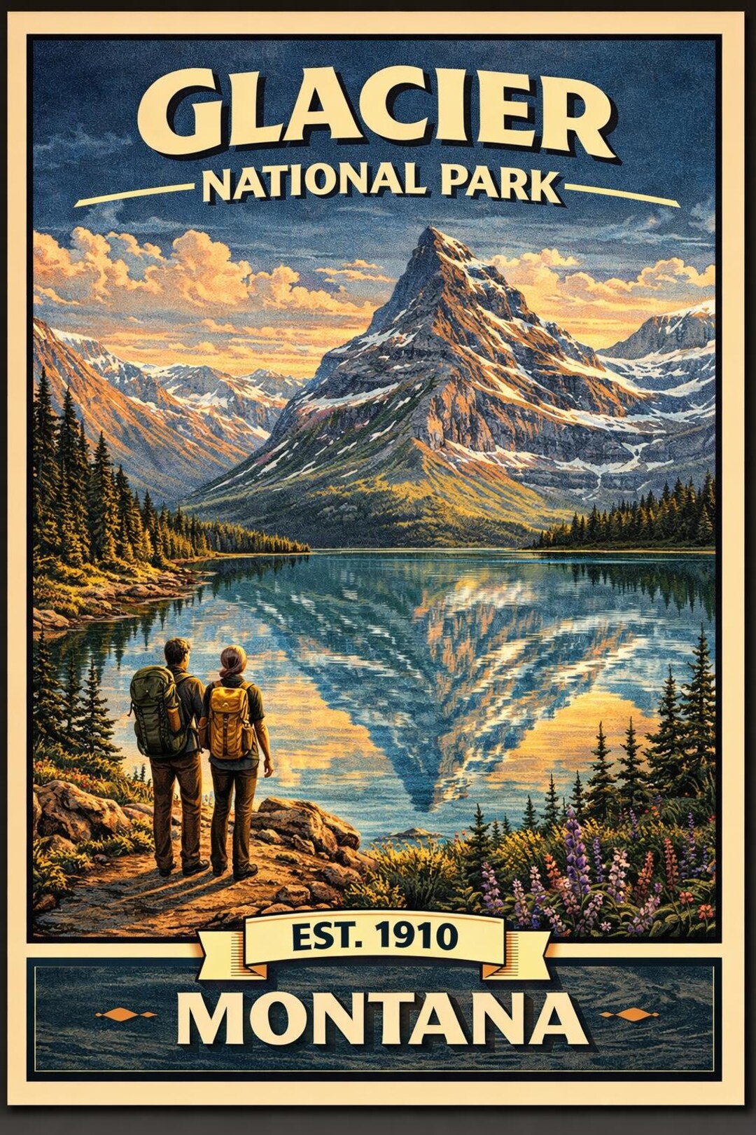 Glacier National Park Poster – Vintage National Park Travel Poster ...