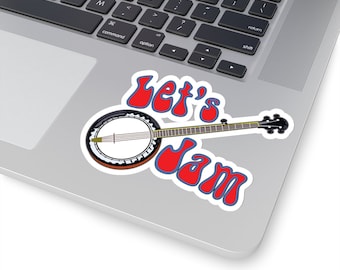 Banjo Let's Jam Sticker: Music Decal for Laptop, Instrument Case