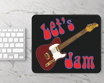 Electric Guitar Mouse Pad: Musician Gift, Let's Jam Design