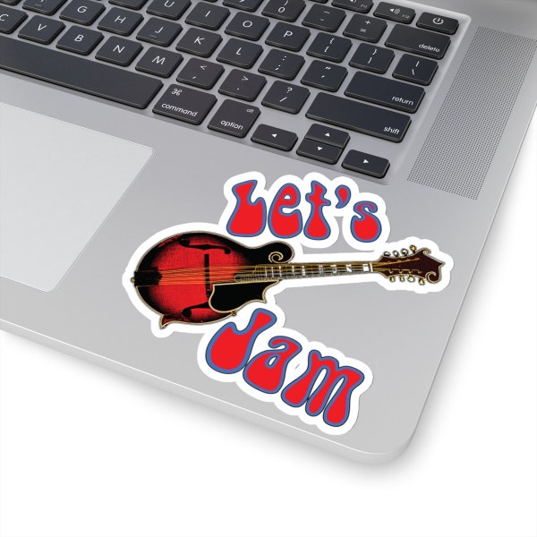 Mandolin LET'S JAM Sticker for Musicians, Jam Music Decal for Instrument Case, Laptop, SongBook, Folio Decoration