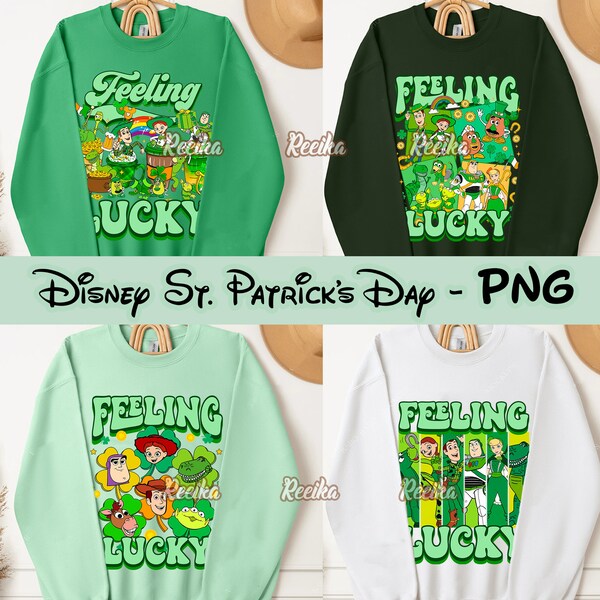 Happy St Patrick's Day PNG Bundle, Feeling Lucky PNG, Irish Day Clipart, Lucky Shamrock Sublimation, St Paddy's Day, Toy Friends PNG