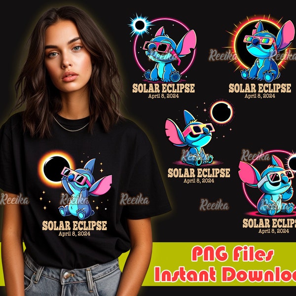 Total Solar Eclipse 2024 PNG Bundle, Eclipse Event 2024 Shirt , April 8th 2024 PNG Sublimation,  Astrology Celestial PNG, Blue Alien Clipart