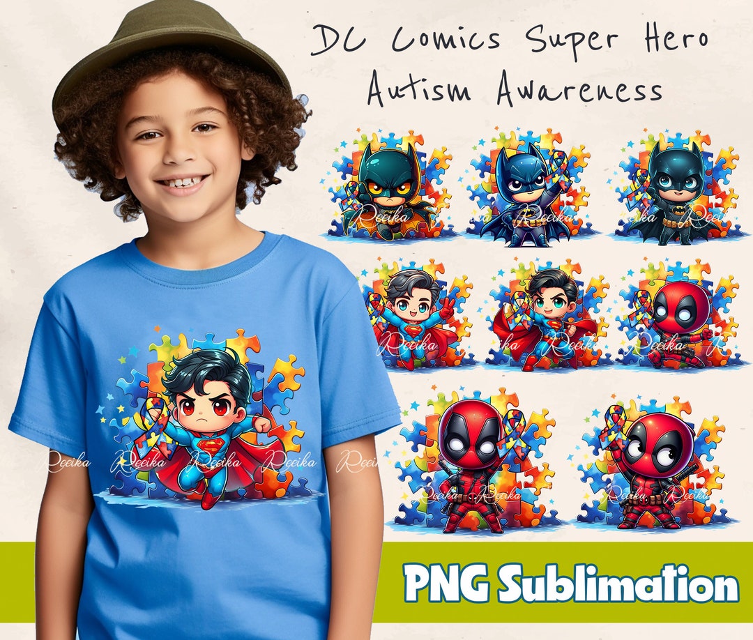 Autism Awareness PNG Bundle, Autism Superhero Clipart, Awareness ...