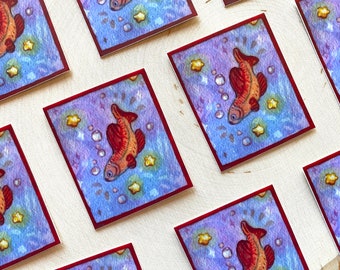 Tina the Tiny Fish Rectangle Die-Cut Sticker | Cute Fish Sticker