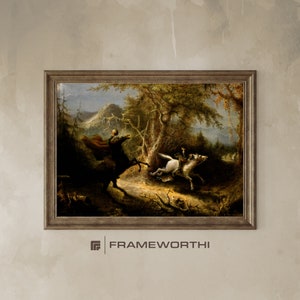 Headless Horseman Landscape Portrait | Moody Wicca Room Decor | Fantasy Halloween Wall Art Print | Mysterious Old Master Oil Painting