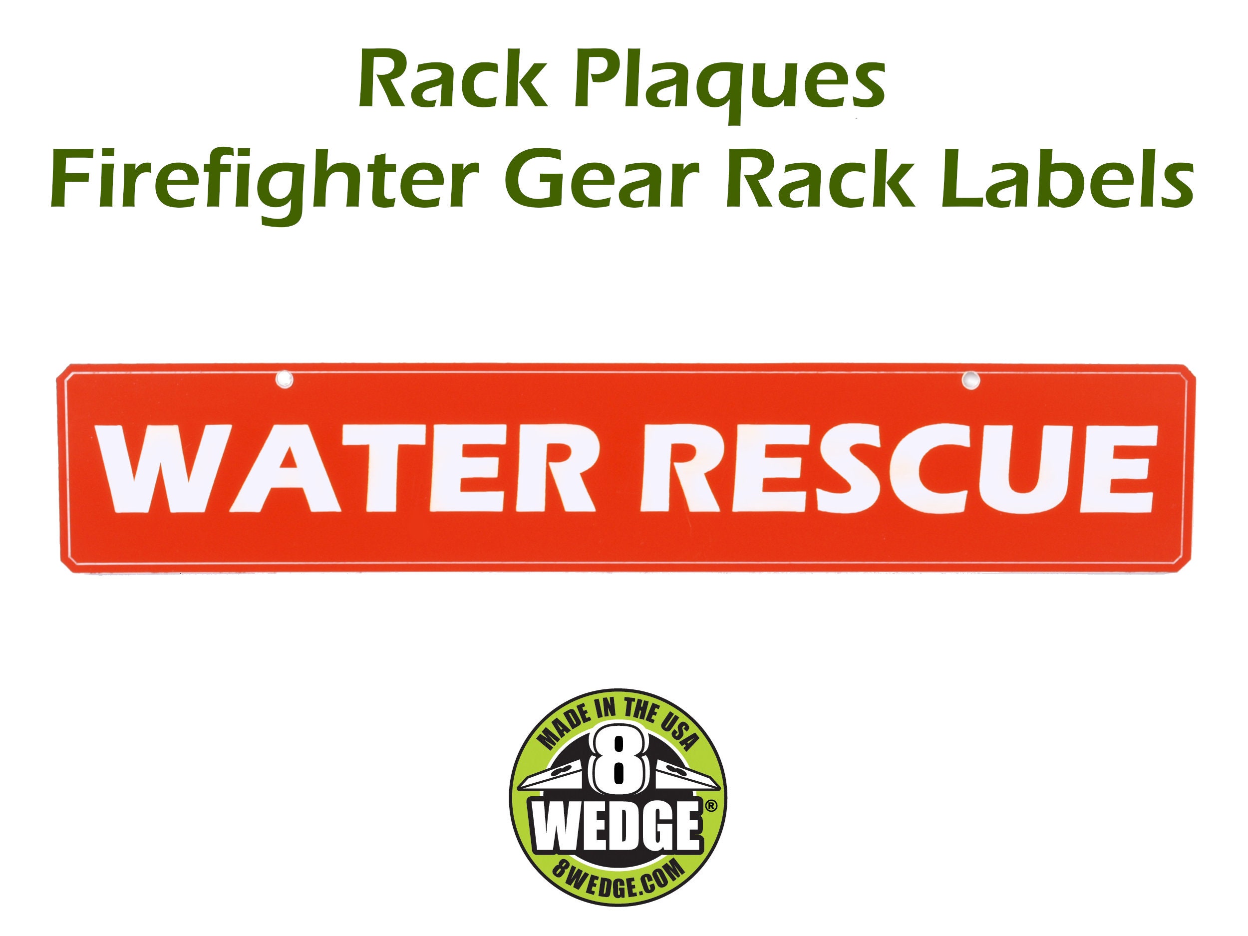 Rack Plaques: Custom plastic laminate name plates for firefighter gear grid racks. Laser etched and finished in Pennsylvania. 1.9" x 10"