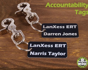 Personalized Aluminum Accountability Tags - Custom Fire Safety ID Tags with Keyring and Trigger Snap
