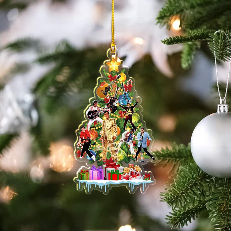 Elvis Presley Christmas Tree Ornament, Glitter Rhinestone Christmas