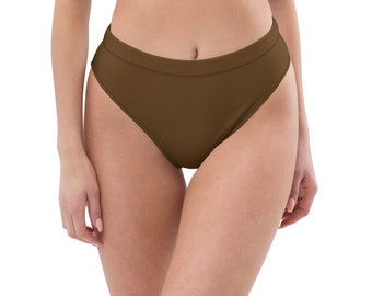 Parte inferior de bikini UPF 50+, parte inferior de bikini acolchada reciclada marrón, tela certificada estándar OEKO-TEX 100, trajes de baño, ropa de playa, parte inferior de natación