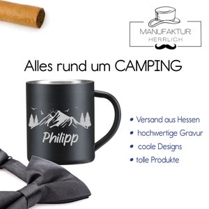 Edelstahl-Becher Personalisiert Thermo-Tasse mit Namen Camping Outdoor schwarz beschichtet Bild 4