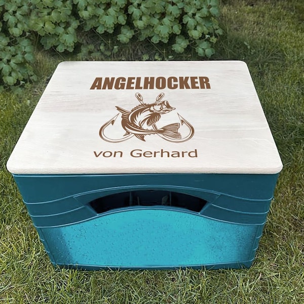 Bierkastensitz mit Namen Angler Angelhocker Anglerbedarf - Geschenke für Männer