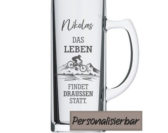 Bierkrug mit Gravur - Mountainbike - Abenteuer - Biker - Geschenk Geburtstag