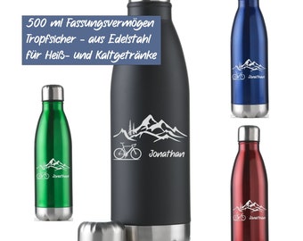 Trinkflasche mit Namen Isolierflasche mit Namensgravur Bergmotiv verschiedene Farben Edelstahl