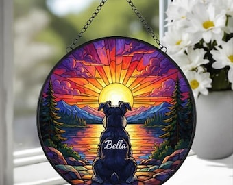 Custom Miniature Schnauzer Dog Memorial Suncatcher, Pet Memorial Gift, Loss of Pet Sympathy Gift, Dog Loss Gift,  Gift For Dog Lovers