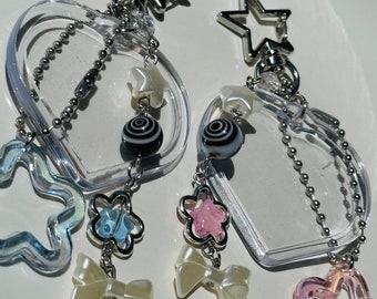 Beaded Heart Photo Frame Keychains