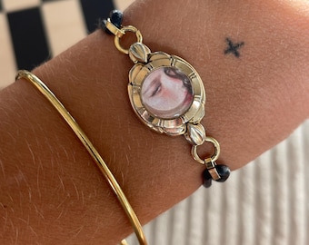 Vintage Gold Locket Bracelet | Personalized Photo Memorial Jewelry