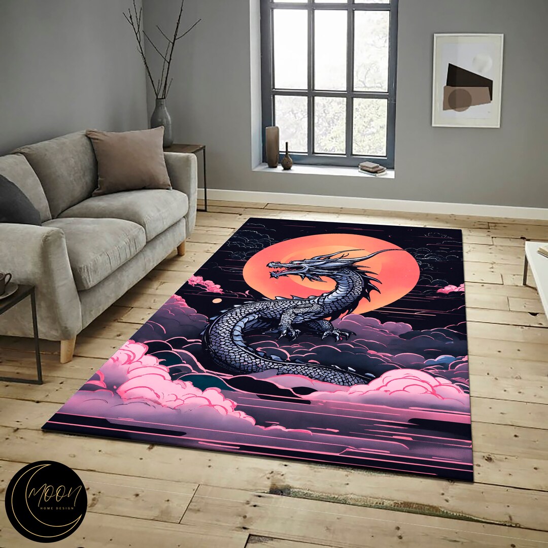 Japanese Repeating Pattern Rug Japanese Dragon Rug: Japan Style Patterned Carpet - Etsy
