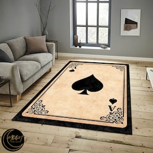 Alfombra de as de espadas, alfombra de cartas de póquer, alfombra de cartas de ases, alfombra de cartas de juego de ases, alfombra de cartas de ases, alfombra de juego de póquer, alfombra con temática de póquer, alfombra de casino