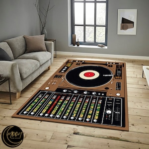 Musik-Mixer-Teppich, Mixtape-Musterteppich, Vinylmusterteppich, Casette-Teppich, Musikthema-Teppich, Teppich für Musiker