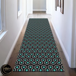 Green And Gray Overlook Hotel Rug, Vibrant Printed Hotel Hallway Runner,The Shining Rug Custom Design,Hotel Carpet,Most Popular Hotel Carpet
