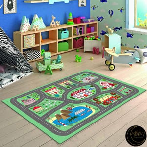 Kids Play City Map Rug, Kids City Traffic Carpet, City Road Carpet, Personalized Kids Carpet,Non Slip Kids Carpet,Kids play Carpet,Kids Gift