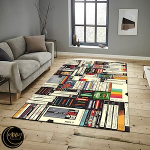 Retro Casette Carpet, 90s Music Carpet, Musican Carpet, Nostalgic Music Carpet, Classic Casette Tape Carpet, Music Room Rug, Non Slip Carpet