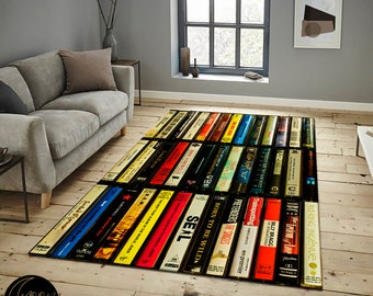 Nostalgic Cassette Tape Rug: Retro 90s Music Room Decor