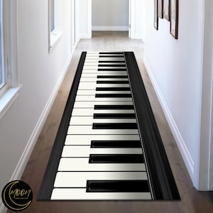 Piano Design Hallway, Piano Runner Rug, Piano Pattern Hallway, Musical Runner Rug, Piano Keys Hallway, Music Room Runner, Popular Runner Rug