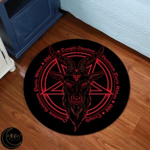 Baphomet Round Rug, Horror Devil Rug, Devil Board Rug, Satanic Pentagram Round Rug, Satanic Dark Skull Rug, Goatboi Rug, Satanic Decor