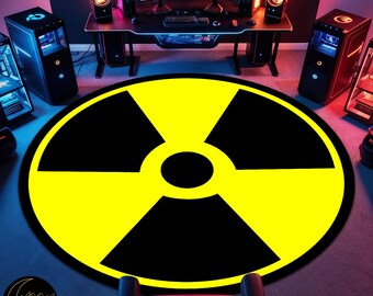 Alfombra redonda Danger Zone: divertida alfombra para dormitorio, amarilla y negra