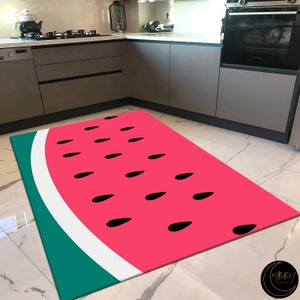 Watermelon Rug, Watermelon Design Rug, Watermelon Pattern Carpet, Fruit Theme Rug, Non-Slip Kitchen Rug, Kitchen Carpet, Gift For Kitchen