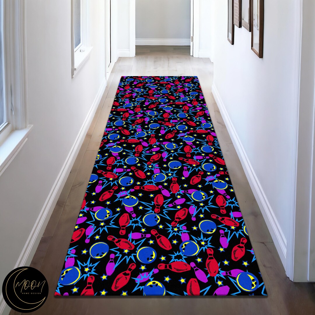 Bowling Alley Rug, Gamer Runner Rug, Arcade Hallway Rug, Retro Arcade ...