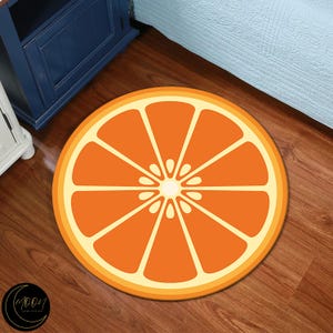 Orange Slice Round Rug: Citrus Fruit Pattern, Kids Play Mat