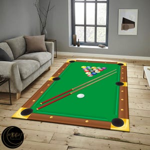Billiard Table Rug, Billiards Rug,Billiard Ball Rug, Game Room Rug,Board Game Rug,Gift For Billiard Lovers, Washable Carpet, Non Slip Carpet