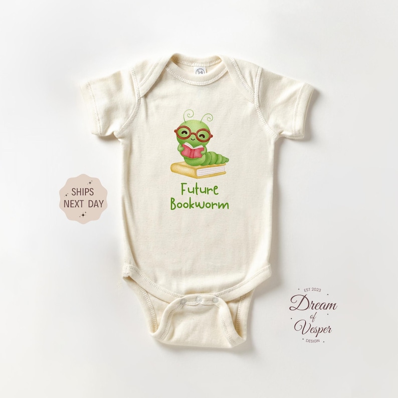 Future Bookworm Outfit, Funny Baby Bodysuit, Literature Baby Outfit, Unisex Baby Clothes, Baby Shower Gift, Book Baby Clothes, Baby Gift image 1