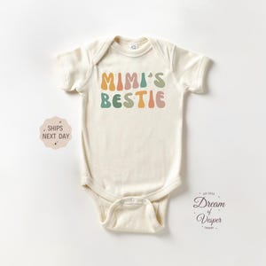 Mimi's Bestie Onesie® - Cute I love my Mimi Bodysuit - Funny Baby  Onesie® - Minimalist Natural Onesie® - Baby Shower Gift - New Baby Gift
