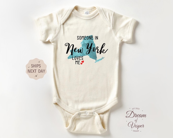 Someone In New York Loves Me Outfit, Loved Baby Bodysuit, New York Baby Clothes, State Baby Outfit, Baby Shower Gift, Cute Natural Outfit