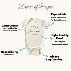 Pregnancy Announcement Baby Bodysuit - Newborn Baby Outfit Brand - Baby Announcement Bodysuit - Personalized Last Name - Baby Shower Décor image 3