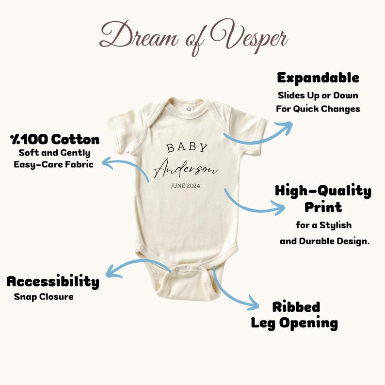 Pregnancy Announcement Baby Bodysuit - Newborn Baby Outfit Brand - Baby Announcement Bodysuit - Personalized Last Name - Baby Shower Décor image 3