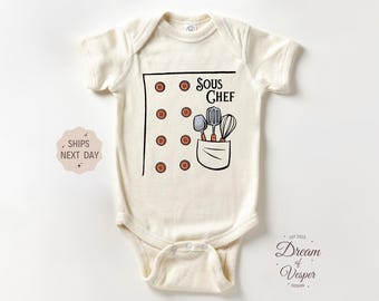 Sous Chef Baby Outfit, Funny Sous Chef Baby Bodysuit, Cute Future Chef Baby Bodysuit Outfit, Newborn Natural Baby Gift, Cute Baby Clothes