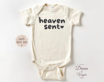 Heaven Sent Outfit, IVF Outfit, Baby Gift, Baby Shower Gift, Natural Outfit, Rainbow Baby Outfit, Unisex Baby Bodysuit, Best Gift