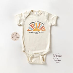 Personalized Retro Mother&#39;s Day Onesie®, Mothers Day Bodysuit, Custom Baby Onesie®, Our First Mother&#39;s Day Gift, Cute Newborn Onesie®