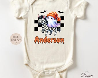 Custom Halloween Baby Outfit, Personalized Baby Outfit, Spooky Name Outfit, Halloween Baby Gift, Natural Bodysuit, Newborn Baby Gift