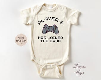 Player 3 Has Joined The Game Baby Outfit, Funny Announcement Baby Outfit, Gamer Parent Baby Gift, Natural Baby Bodysuit