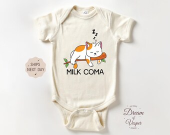 Milk Coma Baby Outfit, Cute Cat Baby Outfit, Funny Baby Bodysuit, Hipster Baby Outfit, Newborn Baby Gift, Family Baby Outfit