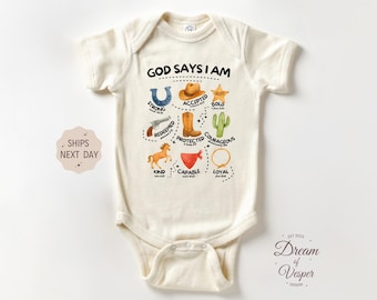 God Says I Am Baby Outfit, Christian Baby Bodysuit, Faith Based Outfit, Religious Baby Clothes, Inspirational Baby Gift