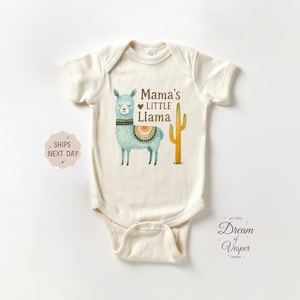 Mamas Little Llama Baby Onesie®, Cute Llama Baby Shower Gift, Mama&#39;s Bestie Baby Bodysuit, Funny Baby Boy Clothes, Natural Country Baby