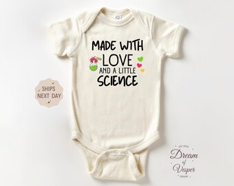Made with Love And A Little Science Outfit, IVF baby Outfit Pregnancy Announcement Reveal, Baby Shower Gift, Natural Baby Bodysuit