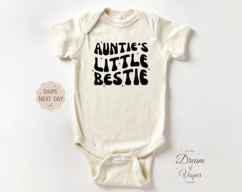 Auntie's Little Bestie Outfit, Cute Gift From Aunt, Family Baby Bodysuit, I Love My Aunt Outfit, Retro Baby Outfit, Baby Shower Gift